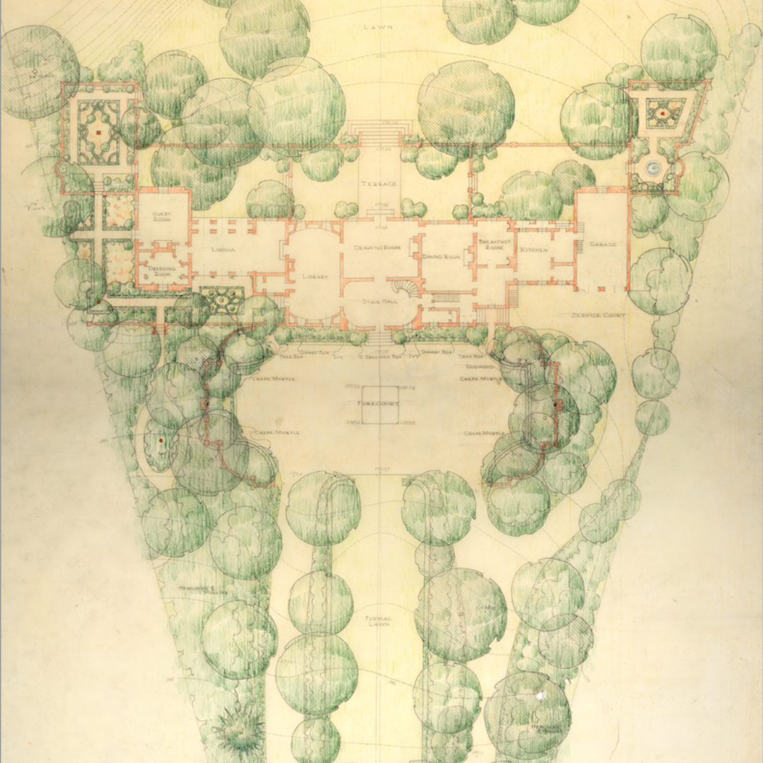 Charles Gillette (American, 1886-1969) Milburne, 1935 Pencil, red pencil, and green pencil on tracing paper 46 x 32-½ inches, Library of Virginia