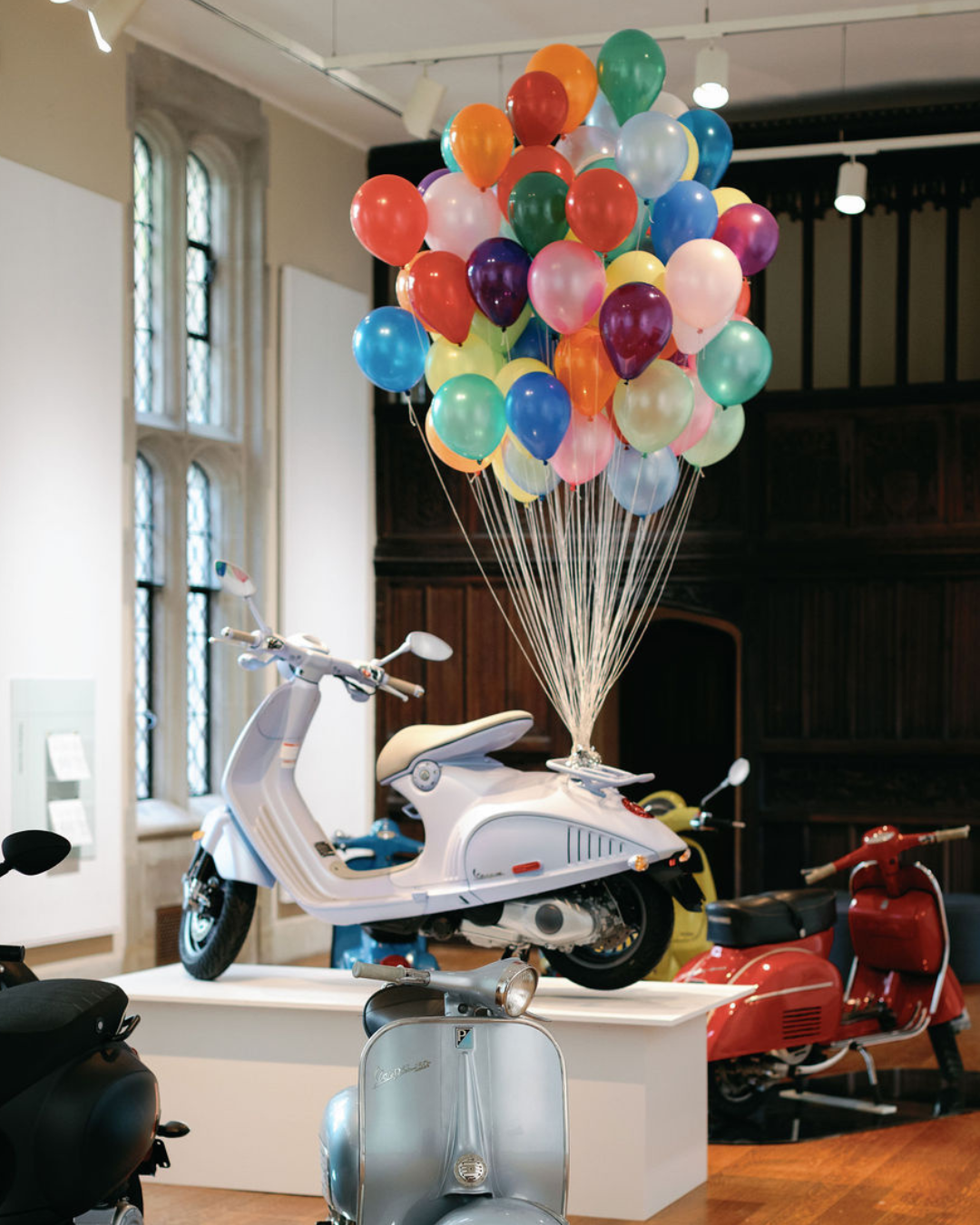 Vespas on display