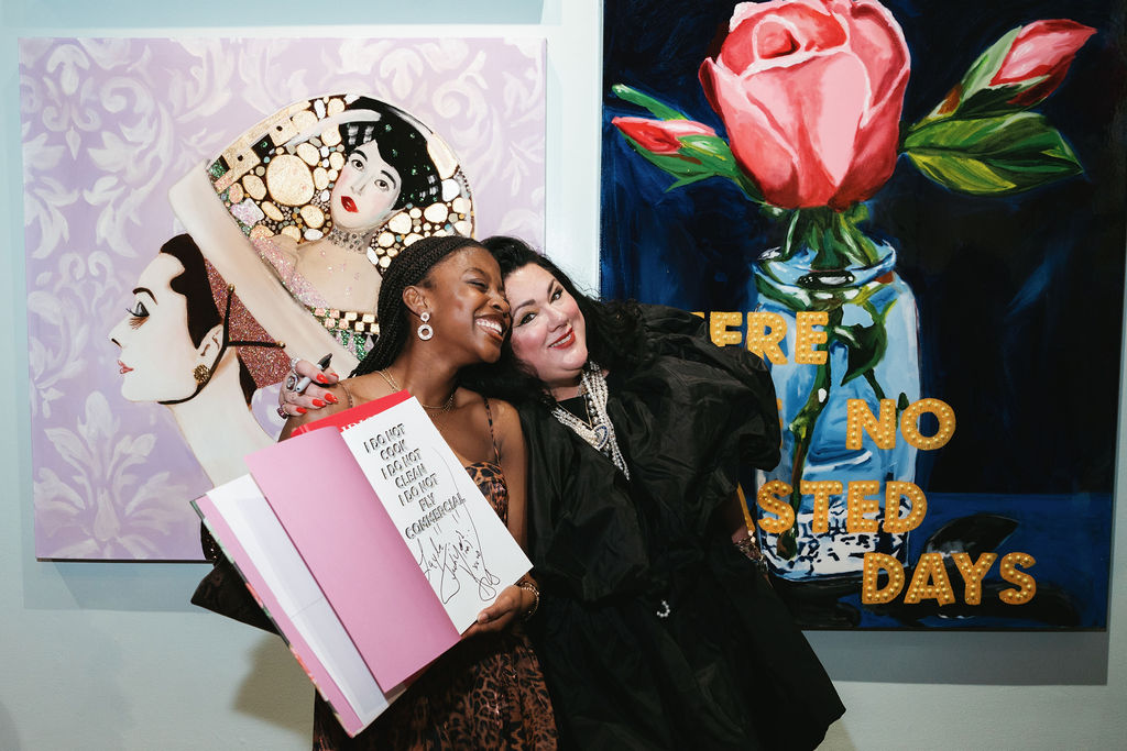 Ashley Longshore with a guest at The Branch