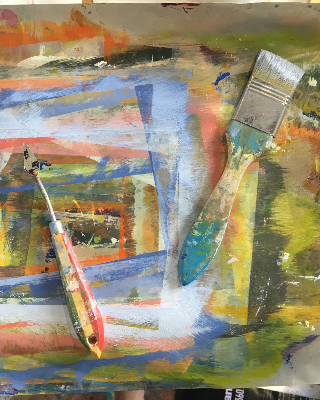 Paint colors and a brush