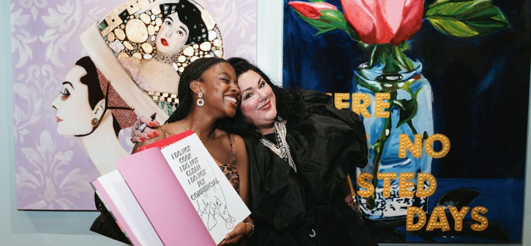 Ashley Longshore with a guest at The Branch